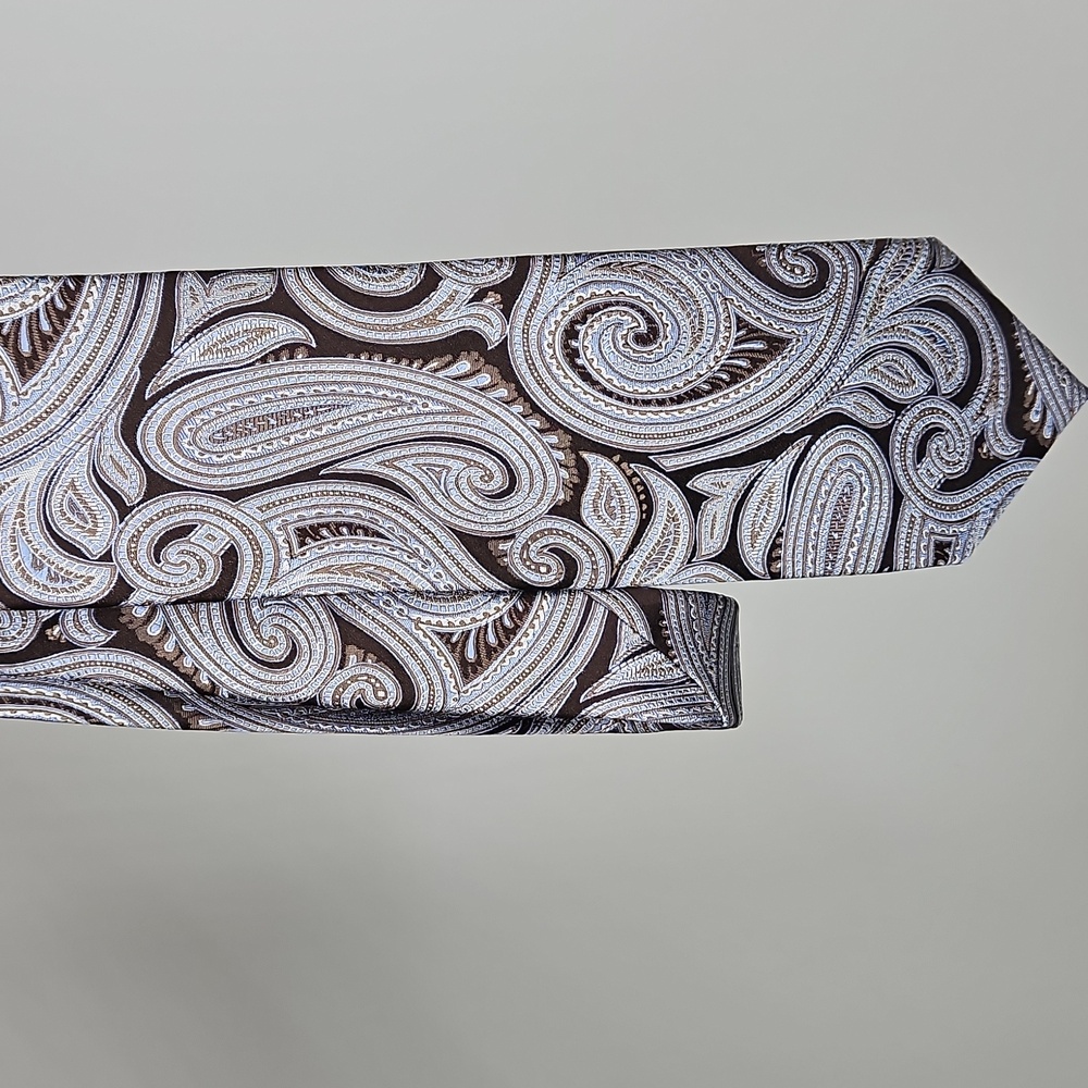 Michael Michael Kors Brown Blue Silver Silk Paisley Tie